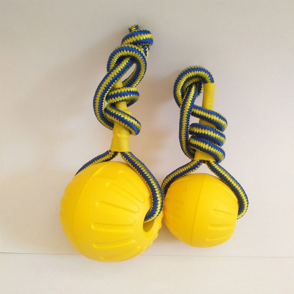 Indestructible Dog Chew Toy - ペット、犬のトレーニング、チョプレイ、フェッチバイトトイ、インタラクティブな犬のおもちゃ、黄色、7cm、9cm用の不滅のゴムボール