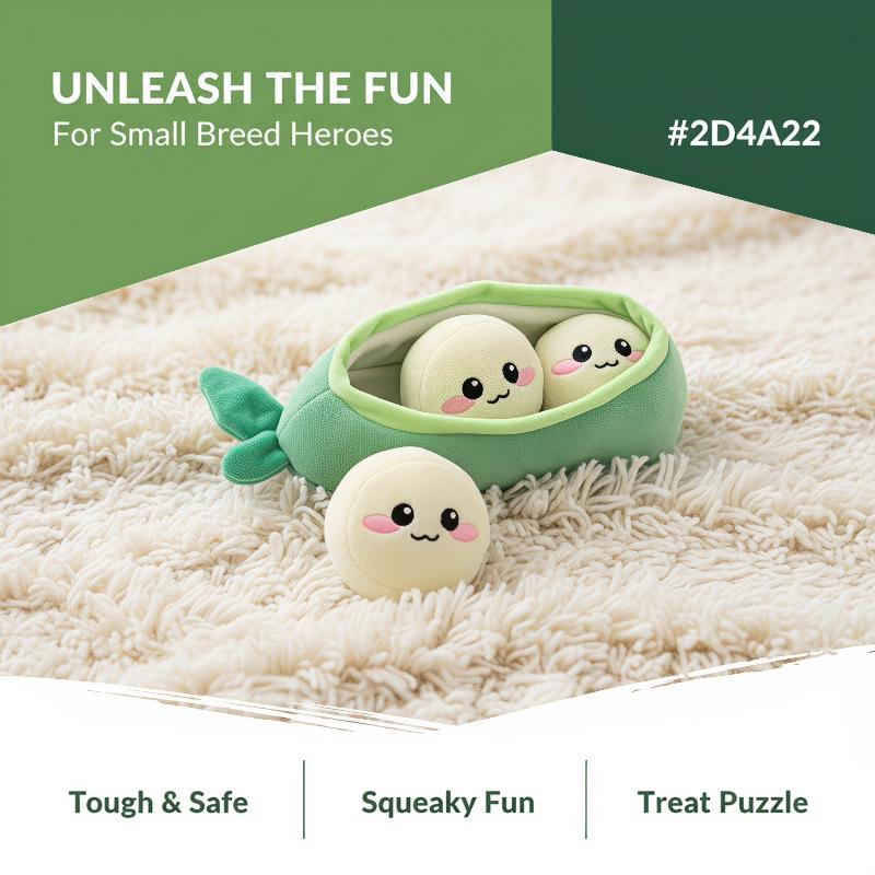 Interactive Squeaky Plush Dog Toy - 小型犬用豆の実型プラッシュトイ1個、噛みつき防止、音鳴り付き、インタラクティブなペット用おもちゃ、歯磨き、ストレス解消、犬用遊び道具