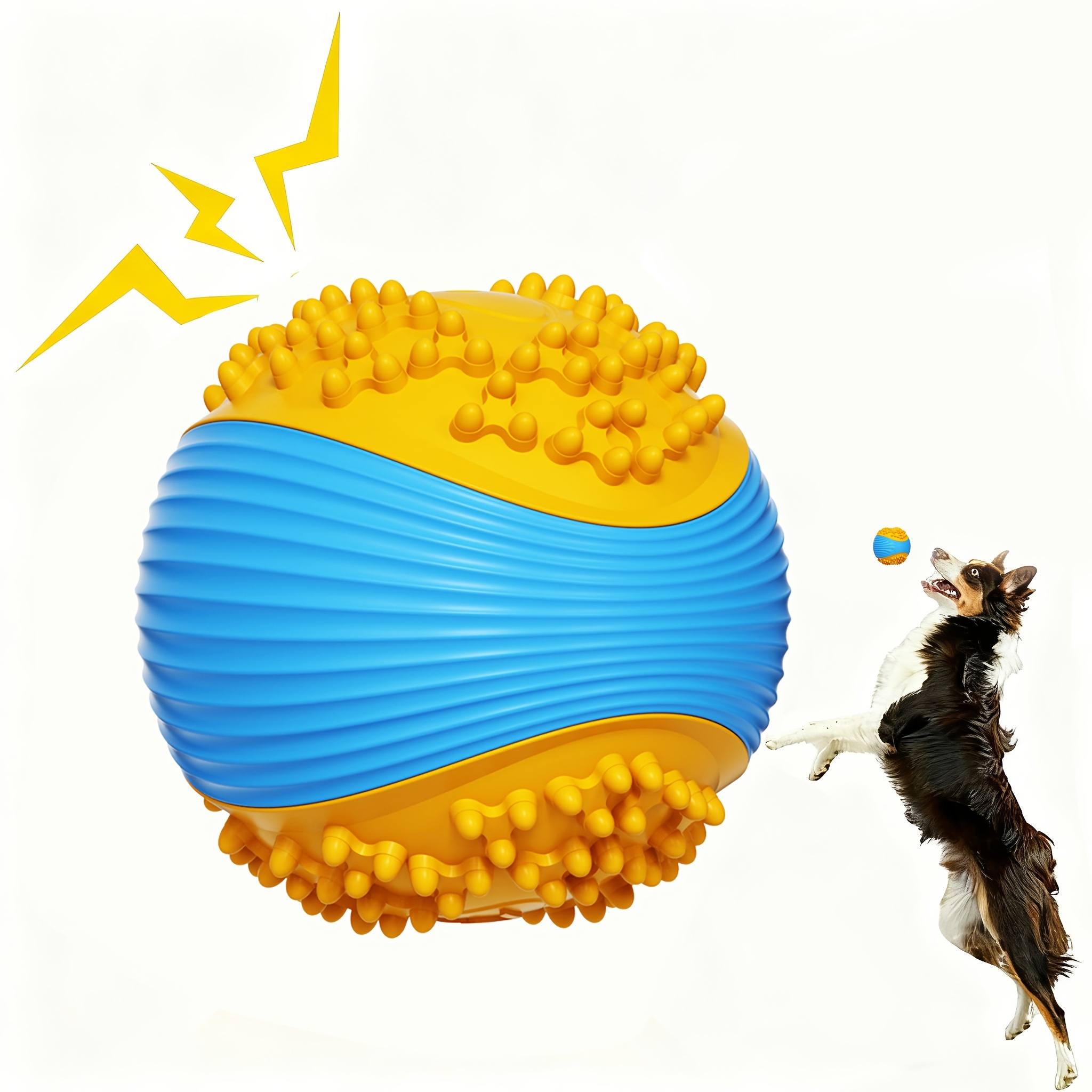 Indestructible Dog Chew Toy - 壊れない犬用鳴き笛ボールおもちゃ、頑丈なTPR噛むおもちゃ（攻撃的な噛み癖のある犬用）、歯のクリーニングとインタラクティブプレイ用おもちゃ（小型犬用）