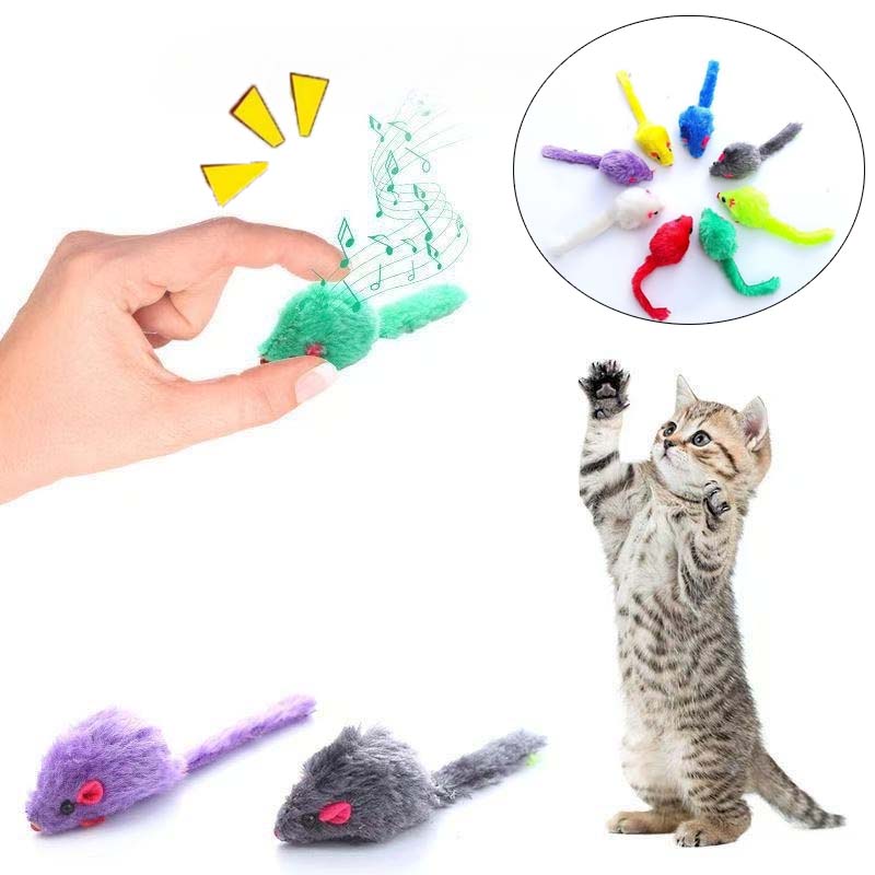 Catnip Interactive Plush Mouse - 猫用マウス型おもちゃ、鳴き笛入り、キャットニップ入り、フェイクファー、子猫用マウス型おもちゃ、インタラクティブな噛みつきトレーニング、猫用ゲーム、キャットニップおもちゃ、猫用品