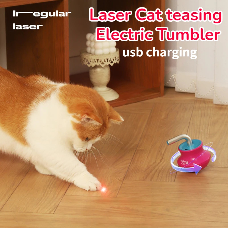 Laser Pointer Cat Toy Automatic - スマート自動レーザー猫のおもちゃ電気タンブラー USB 充電 Aser ポインターインタラクティブ子猫遊具ペット用品猫犬