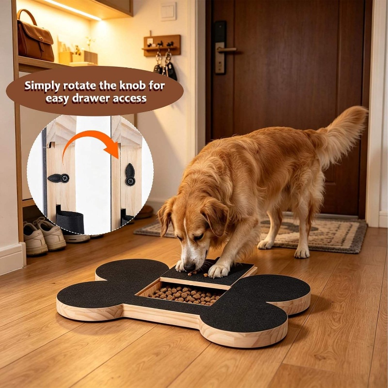 Suction Cup Dog Tug Toy - 犬用木製爪とぎボード、内蔵おやつボックス、爪切りパッド、引き出し式デザイン、サンドペーパー表面のスクラッチトイ