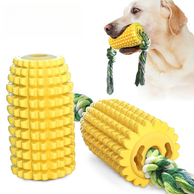 Dog Rope Toy Aggressive Chewers - トウモロコシ型の犬用噛むおもちゃ 攻撃的な噛み癖のある犬用 浮遊するデンタルロープおもちゃ インタラクティブな犬用噛むおもちゃ 暇つぶしと不安を解消します
