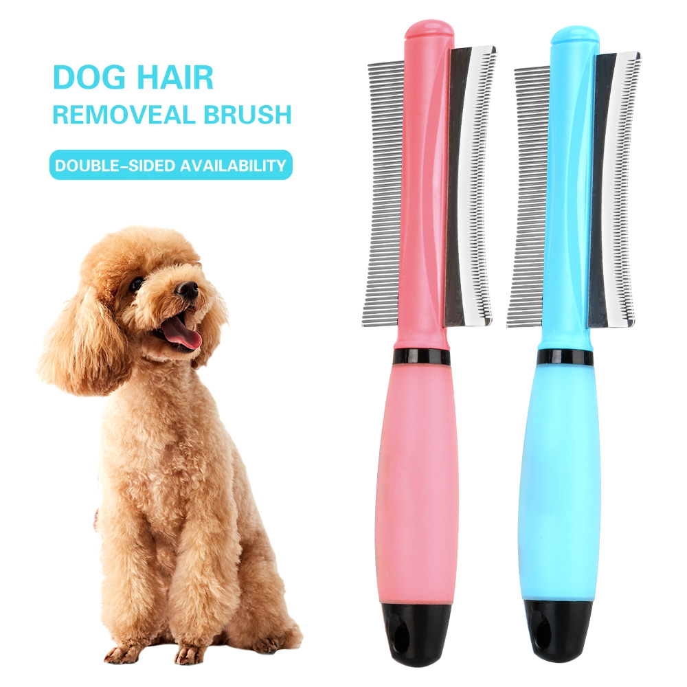 Pet Grooming - 両面猫グルーミングツールペットの毛コーム簡単脱皮ブラシ長い小さな毛犬猫の毛リムーバー