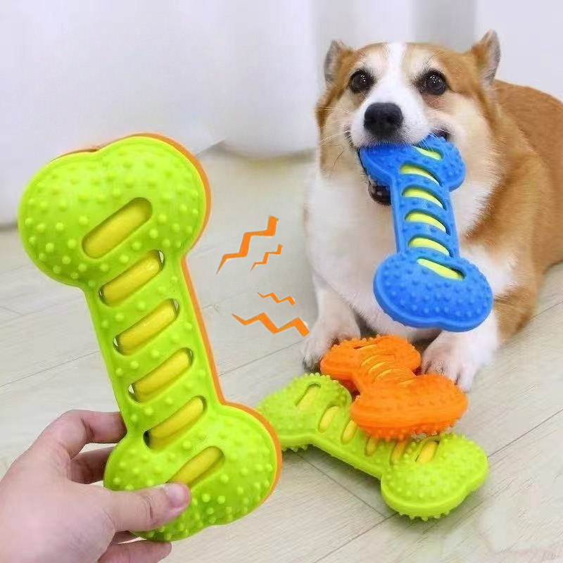 Indestructible Dog Chew Toy - ペットの犬の咀嚼おもちゃゴム骨のおもちゃ噛みつきにくい子犬インタラクティブスティック子犬咀嚼おもちゃきしむインタラクティブ犬のおもちゃ