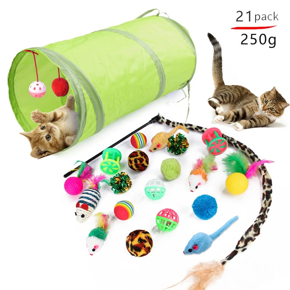 Catnip Interactive Plush Mouse - 退屈解消猫用インタラクティブおもちゃパック 羽根付きワンド ぬいぐるみマウス ベルボール キャットニップおもちゃセット 小型・中型の家庭用猫に最適