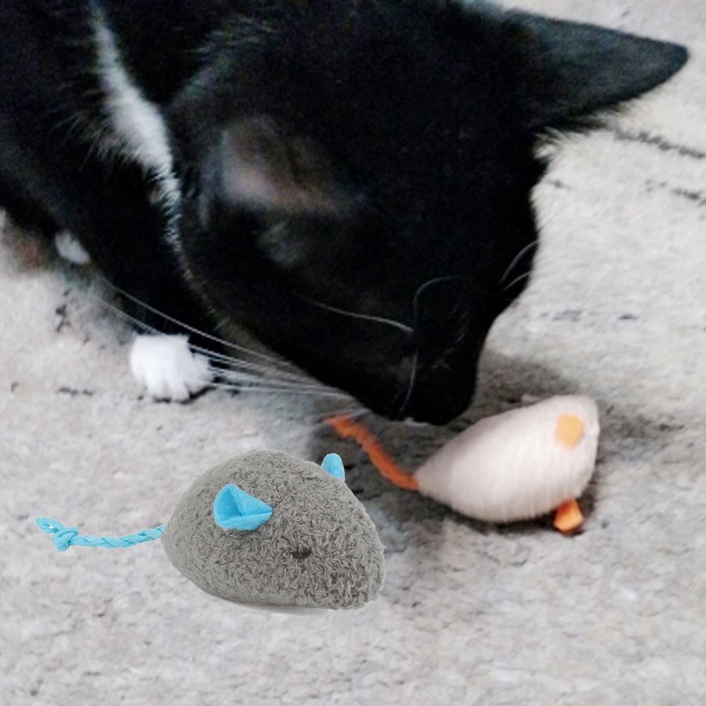 Catnip Interactive Plush Mouse - 2 個面白いぬいぐるみソフトインタラクティブ猫トレーニングおもちゃ模擬マウス偽マウスイヌハッカおもちゃ