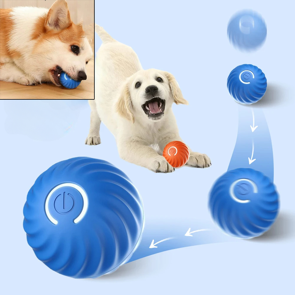 Automatic Moving Dog Ball - 犬用おもちゃボール 自動移動 バウンス ローリングボール USBスマート子犬用インタラクティブおもちゃ 犬用噛むおもちゃボール