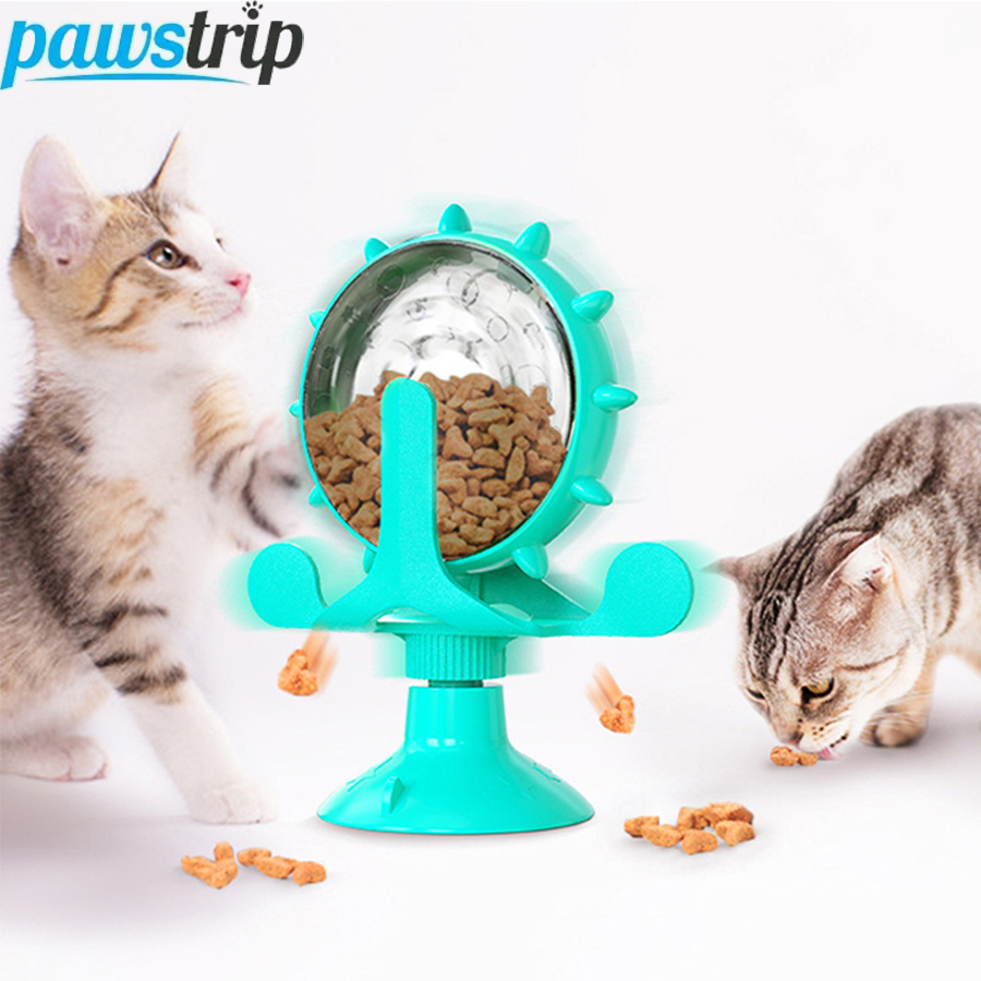 Rubber Treat Dispensing Dog Toy - 小型犬猫用パズルペットスローフードトイ、インタラクティブな猫用おやつ漏れ出しおもちゃ、回転式子犬用フードおやつディスペンサー、ペット用品