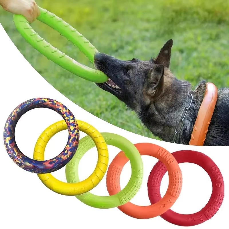 Flying Disc Dog Training Toy - 犬のおもちゃペットフライングディスクEVA犬用トレーニングリングプルリング耐久性のあるおもちゃ犬用フローティング子犬用バイトリングおもちゃインタラクティブ