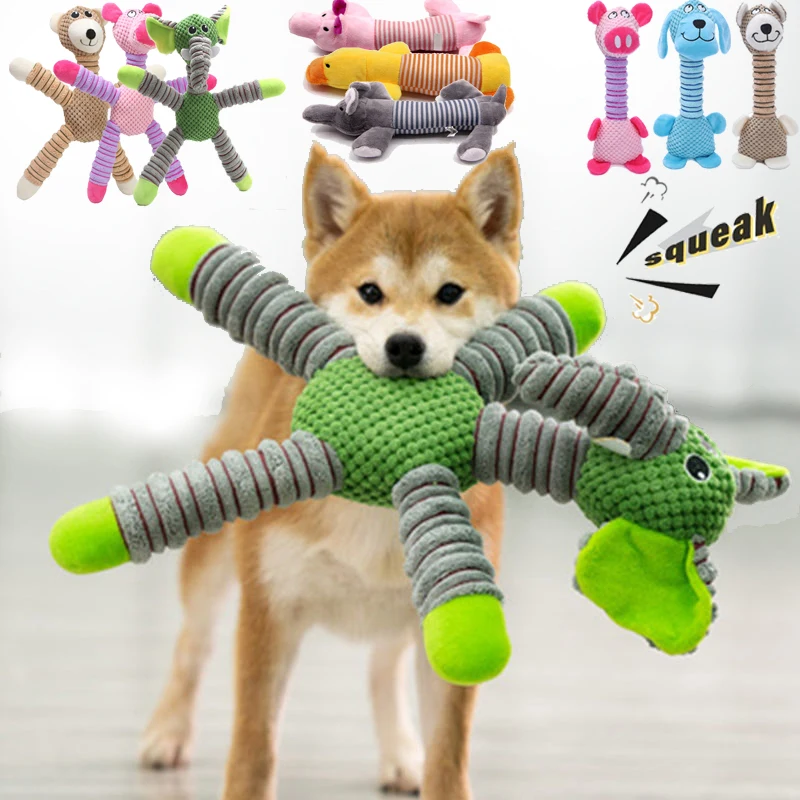 Indestructible Dog Chew Toy - 壊れない大型犬用音鳴りおもちゃ、動物の形をしたペット用ソフトプラッシュ噛むおもちゃ、臼歯トレーニングおもちゃ、子犬用噛むおもちゃ、歯磨きおもちゃ