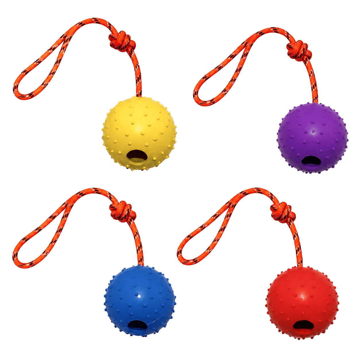 Dog Rope Toy Aggressive Chewers - 2個セットの耐久性のあるゴム製犬用ボール（ロープ付き）、噛み付き癖のある犬向けの丈夫な噛み付きおもちゃ、インタラクティブな投げ取り遊びと引っ張り遊びに最適