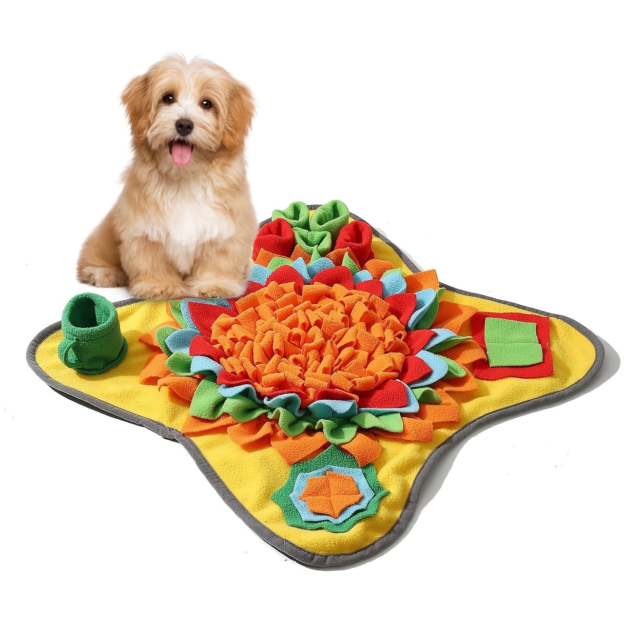 Dog Puzzle Feeder Toy - 犬用の優れたペットスナッフルマット、退屈のためのインタラクティブなフィードパズル、自然な採餌スキルを促進