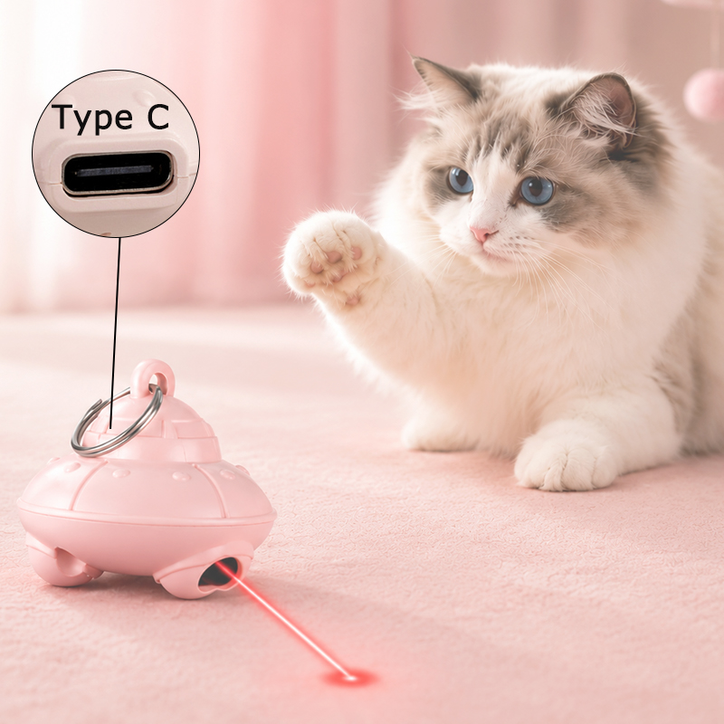 Laser Pointer Cat Toy Automatic - USB充電式電動猫用レーザーポインターおもちゃ、猫用首輪、子猫・犬用自動インタラクティブ猫用おもちゃ、ゲームトレーニングペット用品