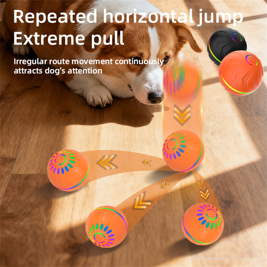 Automatic Moving Dog Ball - インタラクティブスマートドッグトイボール - USB自動移動バウンシングボール（子犬から大型犬まで）- 電子ペットボールクリスマスギフト